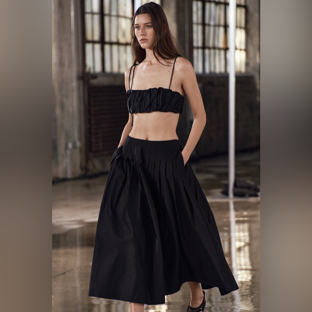 NWT Zara Box Pleat Midi Skirt ZW Collection